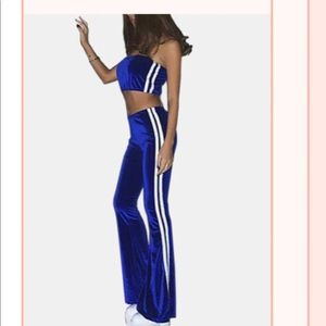 Midnight blue velvet tracksuit set